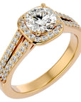 Inel de Logodnă din Aur 14k cu Diamante Create în Laborator Brilliant Rotund Pavé de 1.30 ct din 14k Aur Galben - Castelo.ro