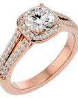 Inel de Logodnă din Aur 14k cu Moissanite Brilliant Rotund Pavé de 1.30 ct din 14k Aur Roz - Castelo.ro