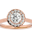 Inel de Logodnă din Aur 14k cu Moissanite Brilliant Rotund Halo de 1.04 ct din 14k Aur Roz - Castelo.ro