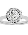 Inel de Logodnă din Aur 14k cu Moissanite Brilliant Rotund Halo de 1.04 ct din 14k Aur Alb - Castelo.ro