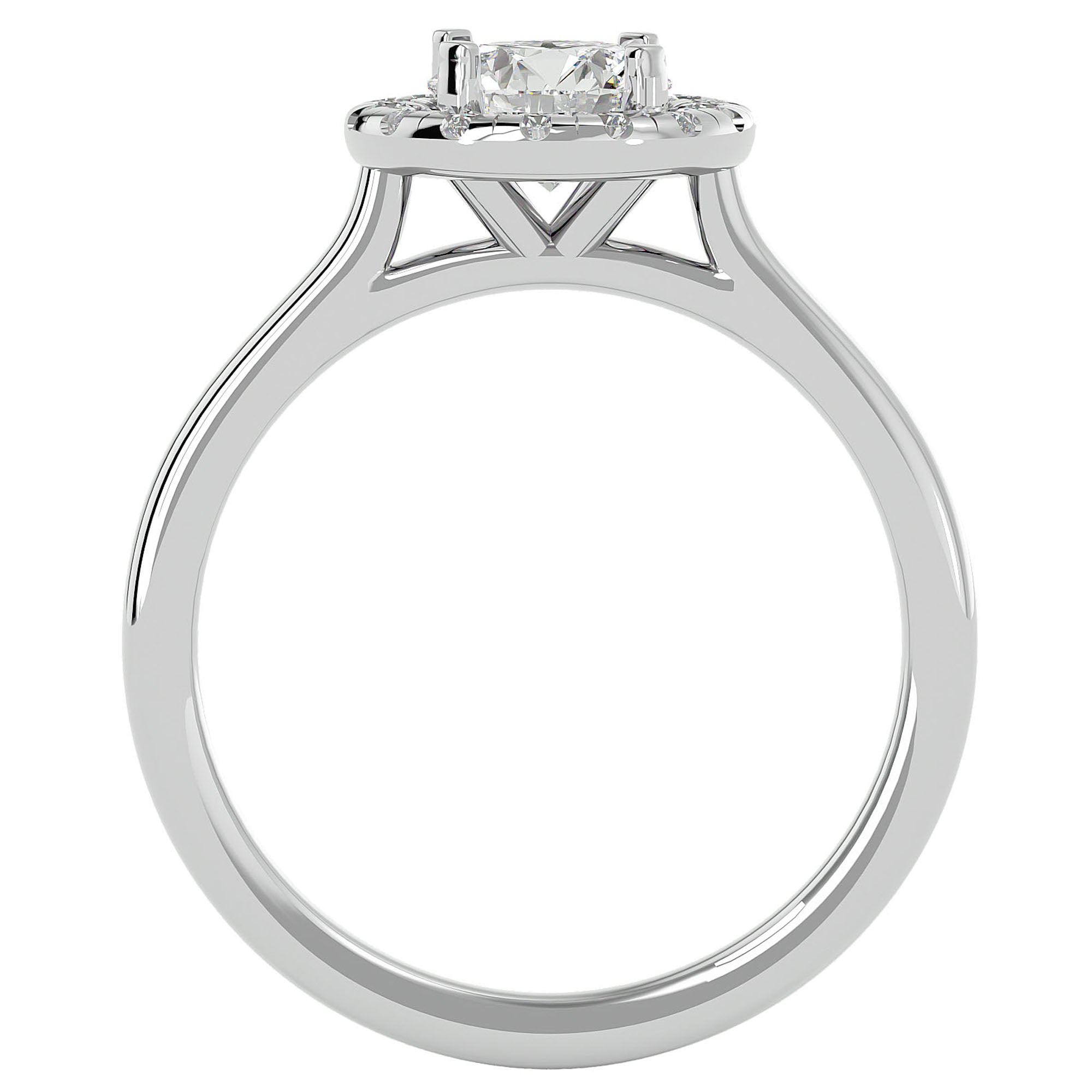 Inel de Logodnă din Aur 14k cu Moissanite Brilliant Rotund Halo de 1.04 ct din 14k Aur Alb - Castelo.ro