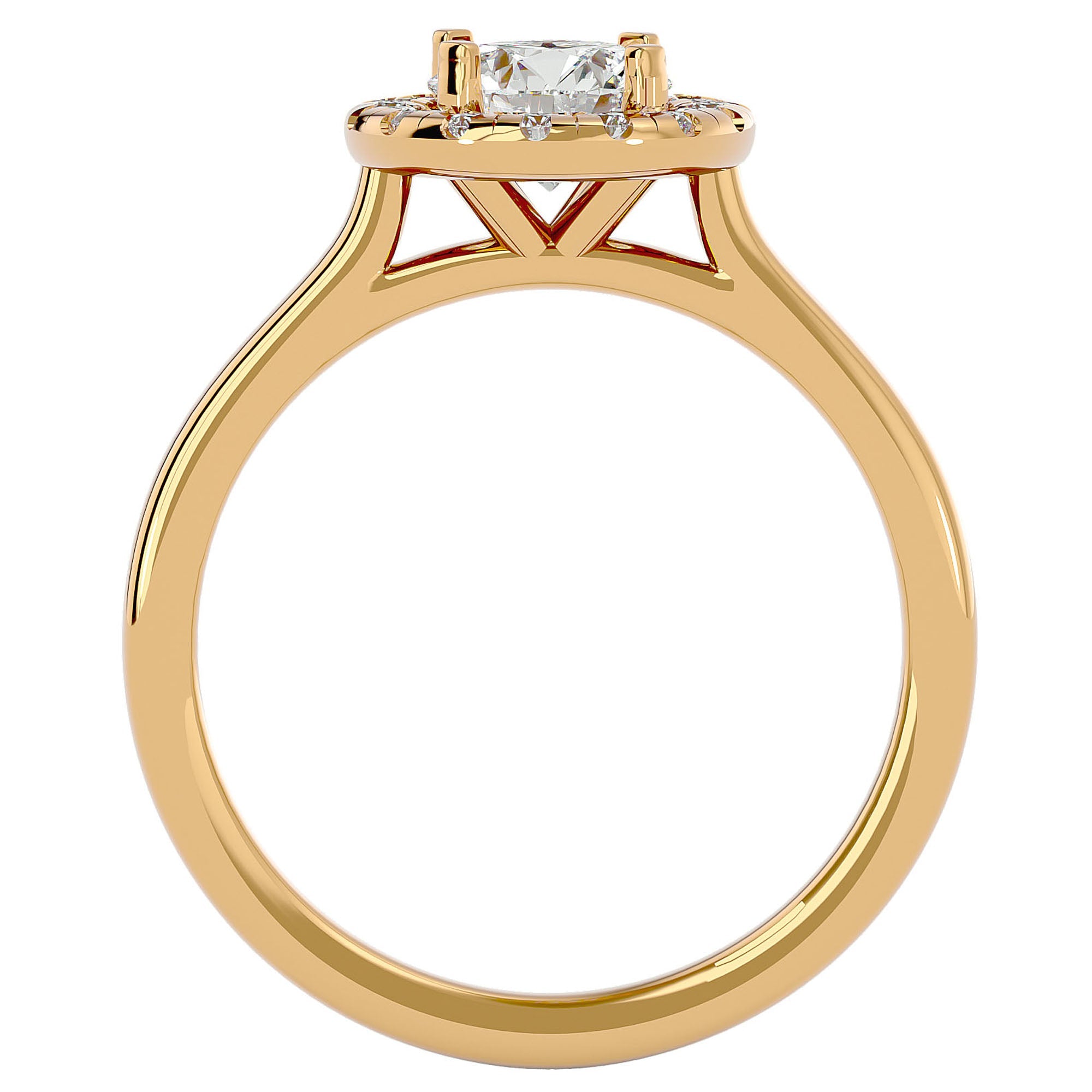 Inel de Logodnă din Aur 14k cu Moissanite Brilliant Rotund Halo de 1.04 ct din 14k Aur Galben - Castelo.ro