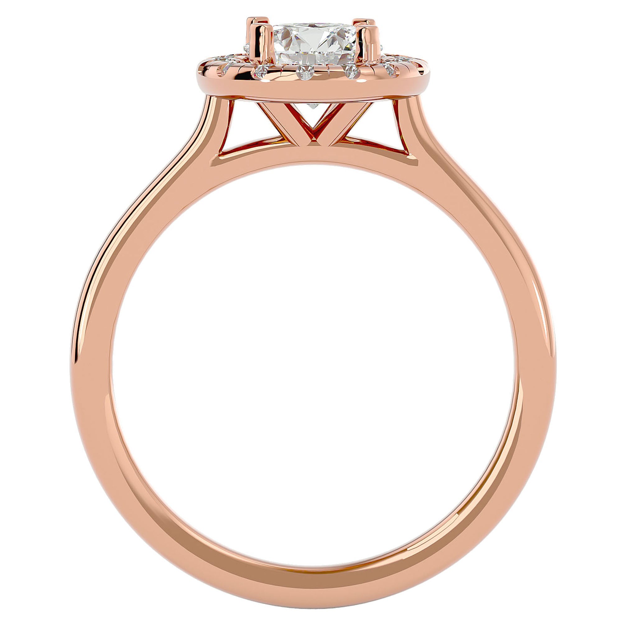 Inel de Logodnă din Aur 14k cu Moissanite Brilliant Rotund Halo de 1.04 ct din 14k Aur Roz - Castelo.ro