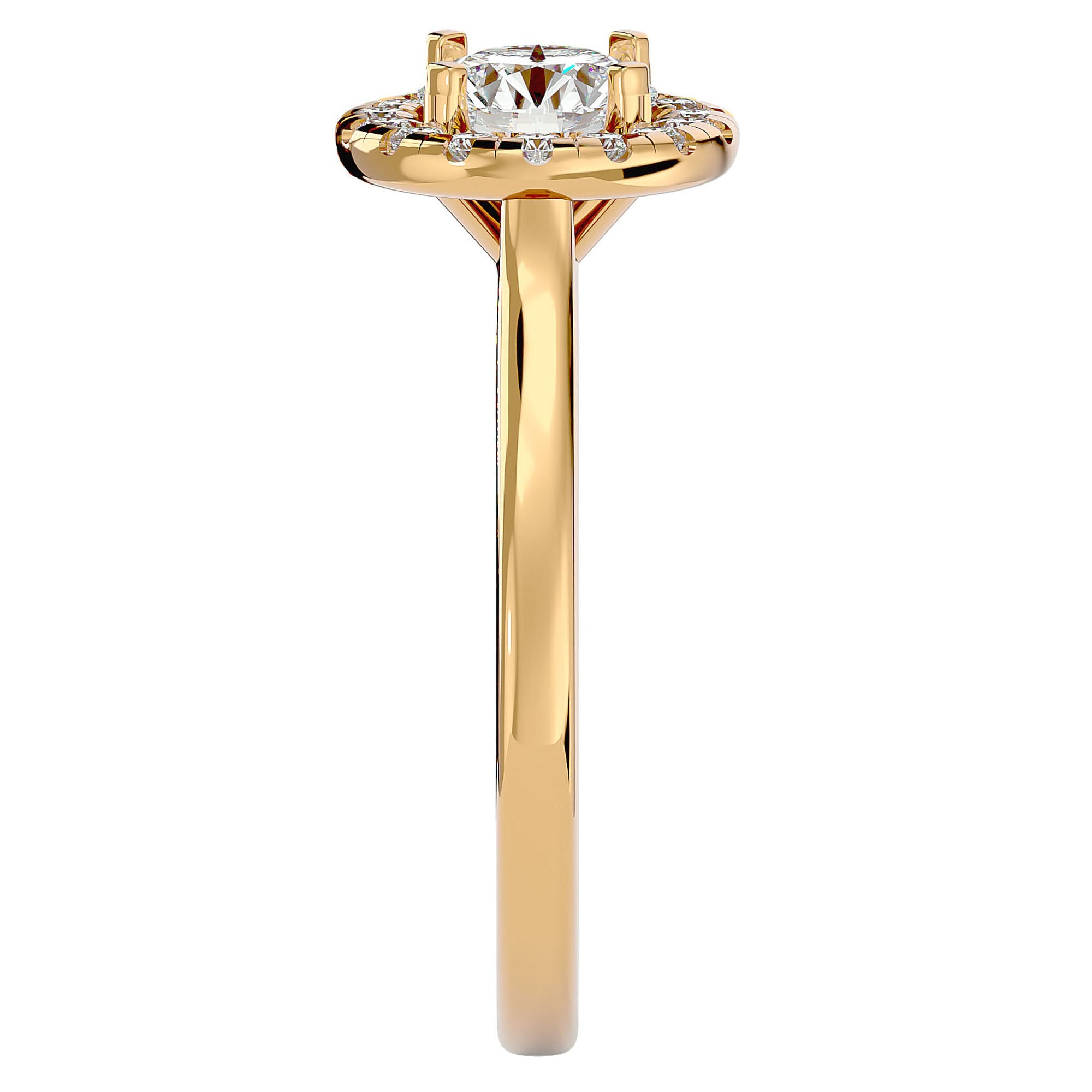 Inel de Logodnă din Aur 14k cu Moissanite Brilliant Rotund Halo de 1.04 ct din 14k Aur Galben - Castelo.ro