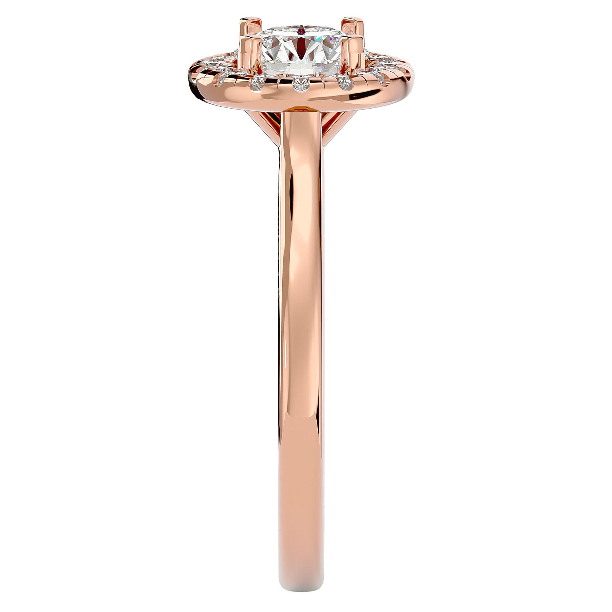 Inel de Logodnă din Aur 14k cu Moissanite Brilliant Rotund Halo de 1.04 ct din 14k Aur Roz - Castelo.ro