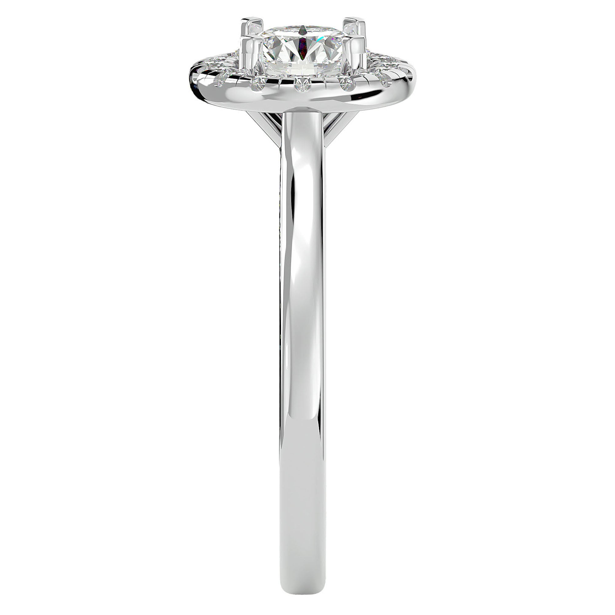 Inel de Logodnă din Aur 14k cu Moissanite Brilliant Rotund Halo de 1.04 ct din 14k Aur Alb - Castelo.ro