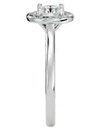 Inel de Logodnă din Aur 14k cu Moissanite Brilliant Rotund Halo de 1.04 ct din 14k Aur Alb - Castelo.ro