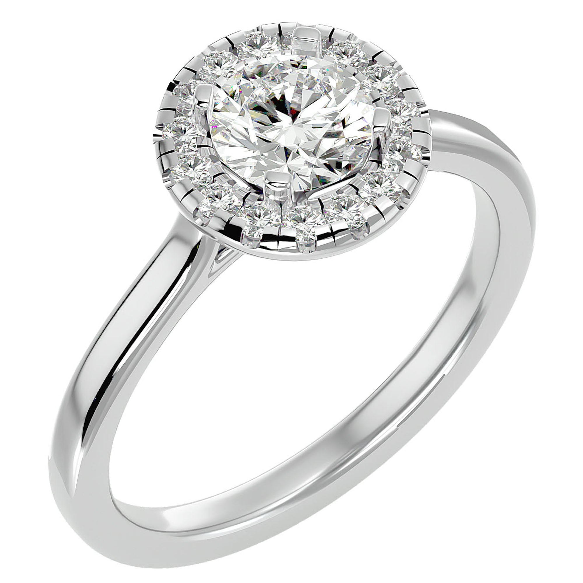 Inel de Logodnă cu Diamante Create în Laborator Brilliant Rotund Halo de 1.04 ct din Platina - Castelo.ro