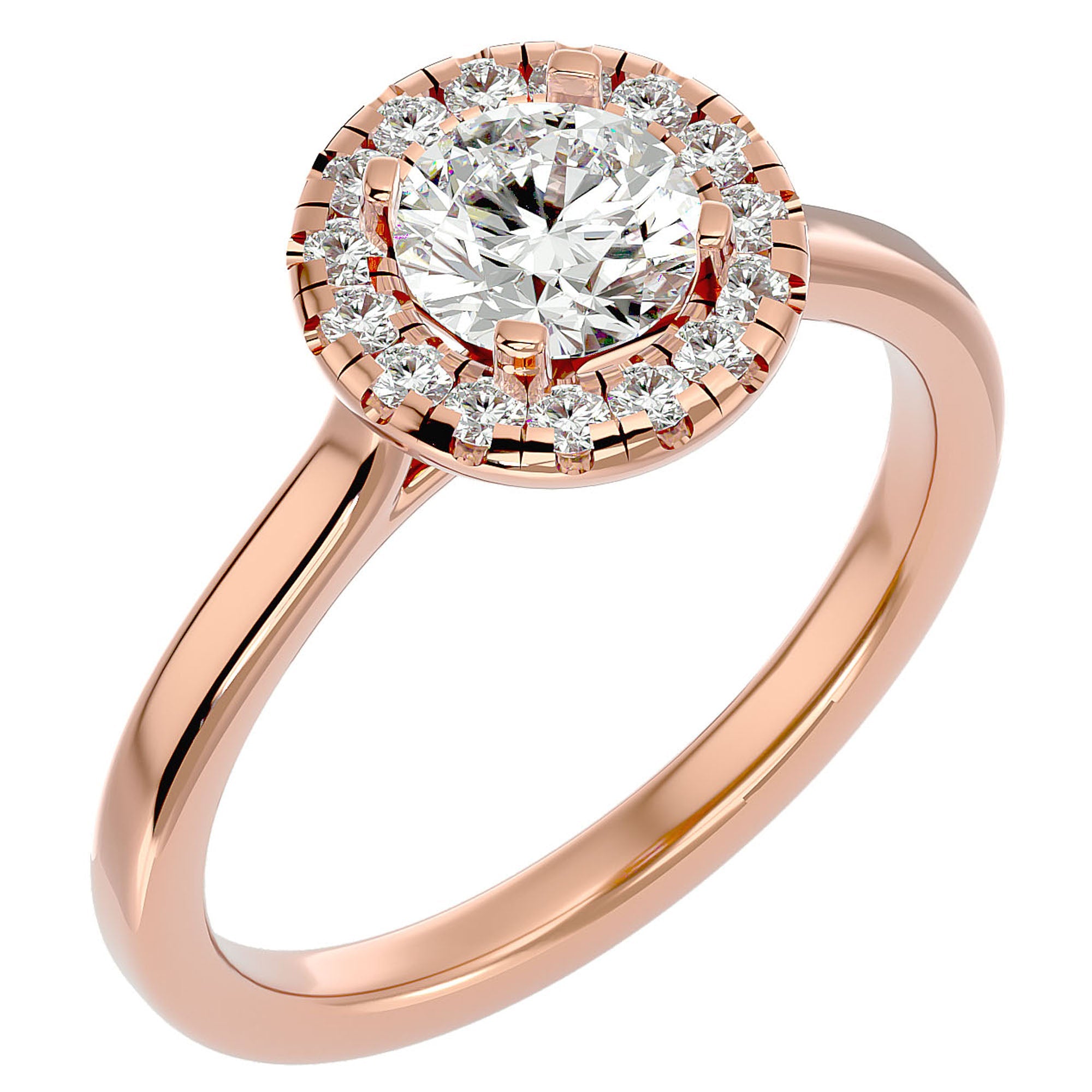 Inel de Logodnă cu Diamante Naturale Brilliant Rotund Halo de 1.04 ct din 18k Aur Roz - Castelo.ro