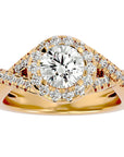 Inel de Logodnă din Aur 14k cu Moissanite Brilliant Rotund Halo Pavé de 1.86 ct din 14k Aur Galben - Castelo.ro