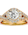Inel de Logodnă din Aur 14k cu Diamante Create în Laborator Brilliant Rotund Halo Pavé de 1.86 ct din 14k Aur Galben - Castelo.ro