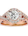 Inel de Logodnă din Aur 14k cu Diamante Naturale Brilliant Rotund Halo Pavé de 1.86 ct din 14k Aur Roz - Castelo.ro