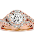 Inel de Logodnă din Aur 14k cu Diamante Create în Laborator Brilliant Rotund Halo Pavé de 1.86 ct din 14k Aur Roz - Castelo.ro