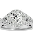 Inel de Logodnă cu Moissanite Brilliant Rotund Halo Pavé de 1.86 ct din Platina - Castelo.ro