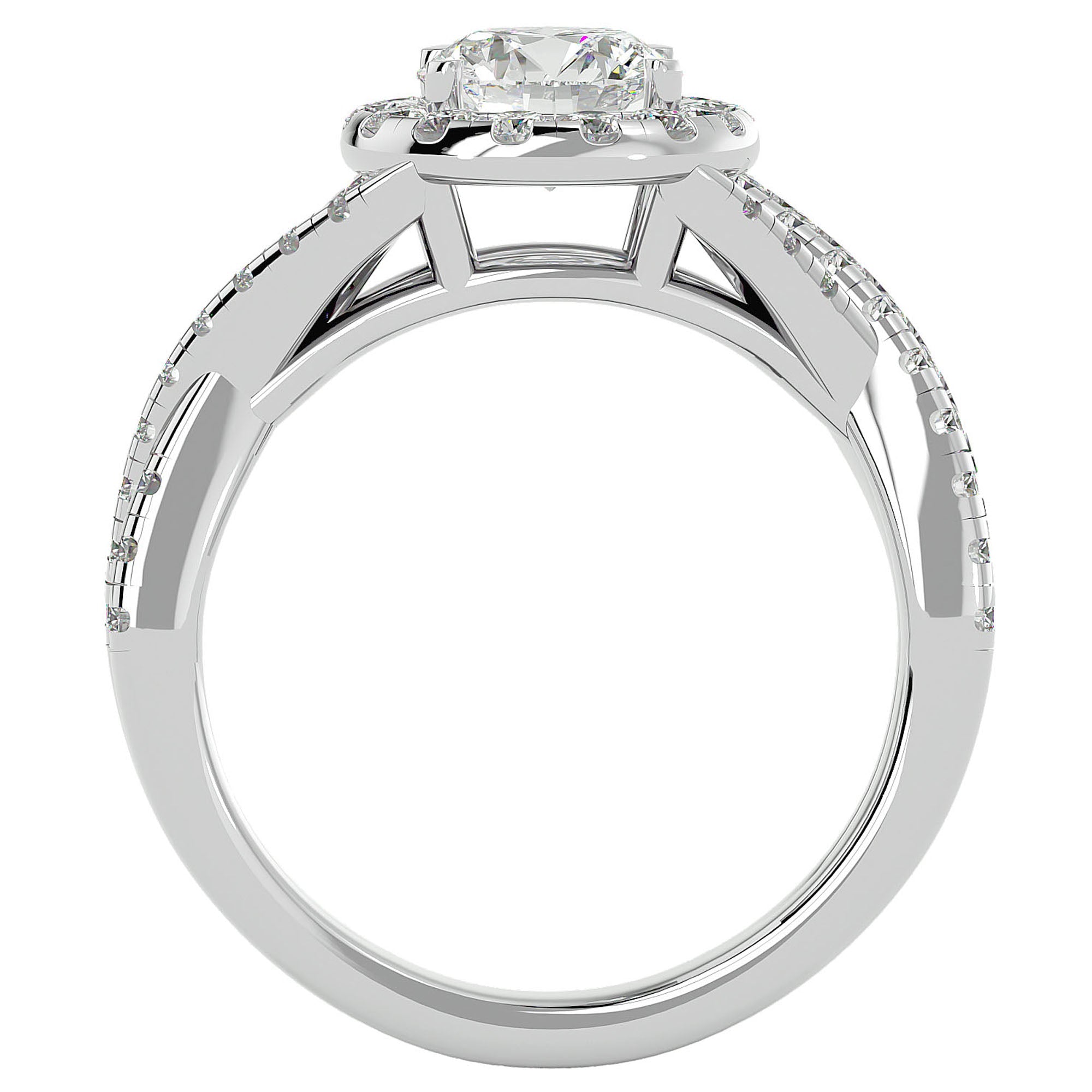 Inel de Logodnă cu Moissanite Brilliant Rotund Halo Pavé de 1.86 ct din Platina - Castelo.ro
