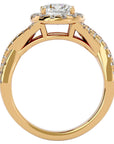 Inel de Logodnă din Aur 14k cu Diamante Create în Laborator Brilliant Rotund Halo Pavé de 1.86 ct din 14k Aur Galben - Castelo.ro
