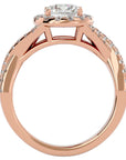 Inel de Logodnă din Aur 14k cu Diamante Naturale Brilliant Rotund Halo Pavé de 1.86 ct din 14k Aur Roz - Castelo.ro