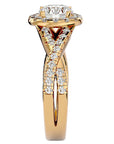 Inel de Logodnă din Aur 14k cu Diamante Naturale Brilliant Rotund Halo Pavé de 1.86 ct din 14k Aur Galben - Castelo.ro