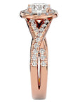 Inel de Logodnă din Aur 14k cu Diamante Create în Laborator Brilliant Rotund Halo Pavé de 1.86 ct din 14k Aur Roz - Castelo.ro