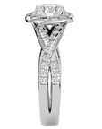 Inel de Logodnă din Aur 14k cu Diamante Naturale Brilliant Rotund Halo Pavé de 1.86 ct din 14k Aur Alb - Castelo.ro