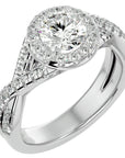 Inel de Logodnă din Aur 14k cu Diamante Naturale Brilliant Rotund Halo Pavé de 1.86 ct din 14k Aur Alb - Castelo.ro