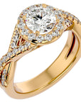 Inel de Logodnă din Aur 14k cu Diamante Naturale Brilliant Rotund Halo Pavé de 1.86 ct din 14k Aur Galben - Castelo.ro
