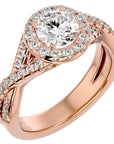 Inel de Logodnă din Aur 14k cu Diamante Naturale Brilliant Rotund Halo Pavé de 1.86 ct din 14k Aur Roz - Castelo.ro