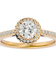 Inel de Logodnă din Aur 14k cu Diamante Create în Laborator Brilliant Rotund Halo Pavé de 1.12 ct din 14k Aur Galben - Castelo.ro