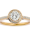 Inel de Logodnă din Aur 14k cu Diamante Create în Laborator Brilliant Rotund Halo Pavé de 1.12 ct din 14k Aur Galben - Castelo.ro