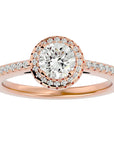 Inel de Logodnă din Aur 14k cu Diamante Naturale Brilliant Rotund Halo Pavé de 1.12 ct din 14k Aur Roz - Castelo.ro