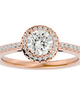 Inel de Logodnă cu Moissanite Brilliant Rotund Halo Pavé de 1.12 ct din 18k Aur Roz - Castelo.ro