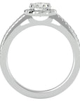 Inel de Logodnă din Aur 14k cu Diamante Naturale Brilliant Rotund Halo Pavé de 1.12 ct din 14k Aur Alb - Castelo.ro