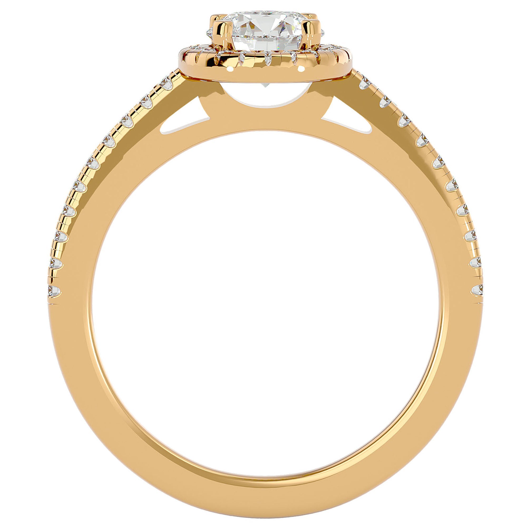 Inel de Logodnă din Aur 14k cu Diamante Naturale Brilliant Rotund Halo Pavé de 1.12 ct din 14k Aur Galben - Castelo.ro
