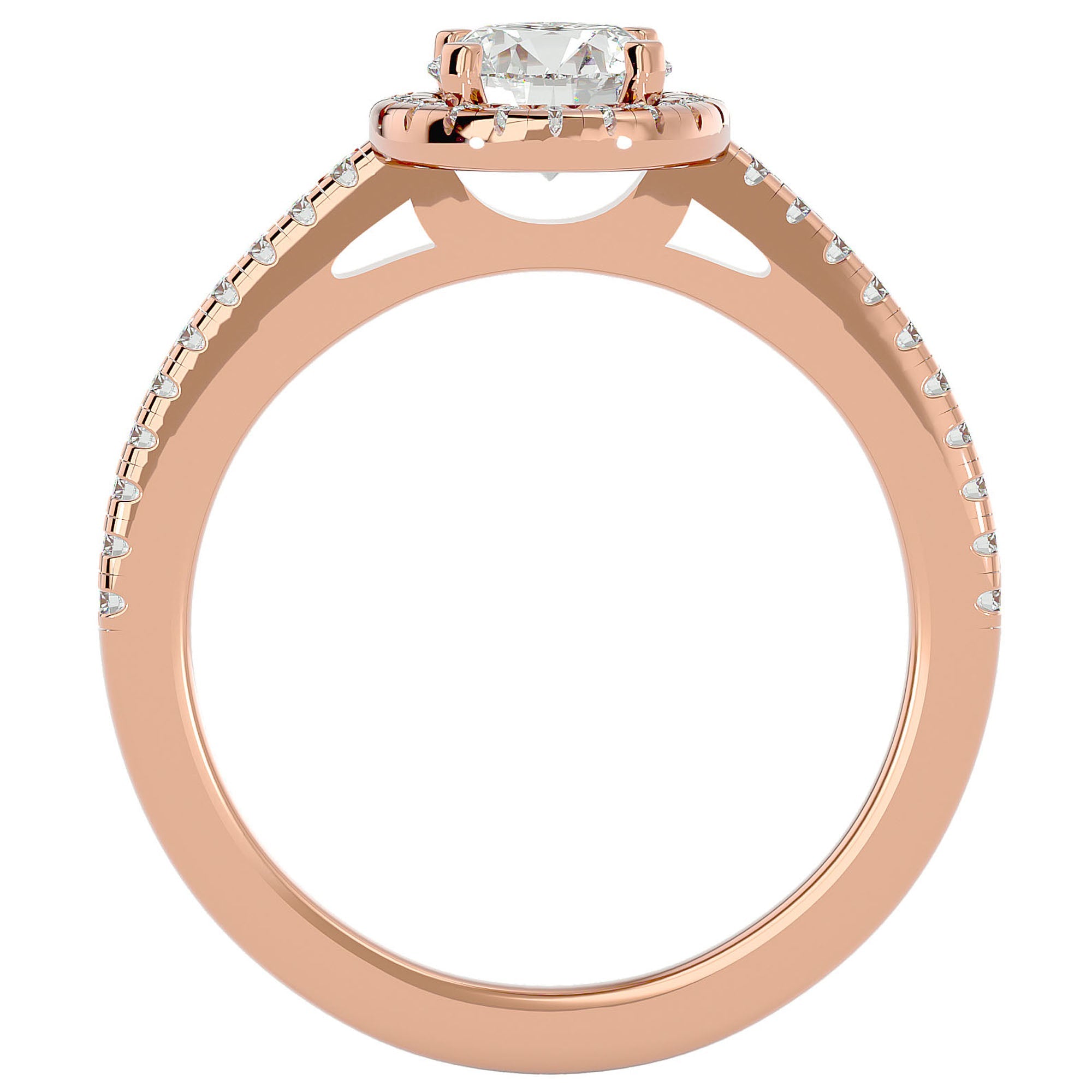 Inel de Logodnă cu Moissanite Brilliant Rotund Halo Pavé de 1.12 ct din 18k Aur Roz - Castelo.ro