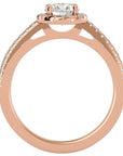 Inel de Logodnă din Aur 14k cu Diamante Create în Laborator Brilliant Rotund Halo Pavé de 1.12 ct din 14k Aur Roz - Castelo.ro