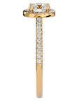Inel de Logodnă din Aur 14k cu Diamante Create în Laborator Brilliant Rotund Halo Pavé de 1.12 ct din 14k Aur Galben - Castelo.ro