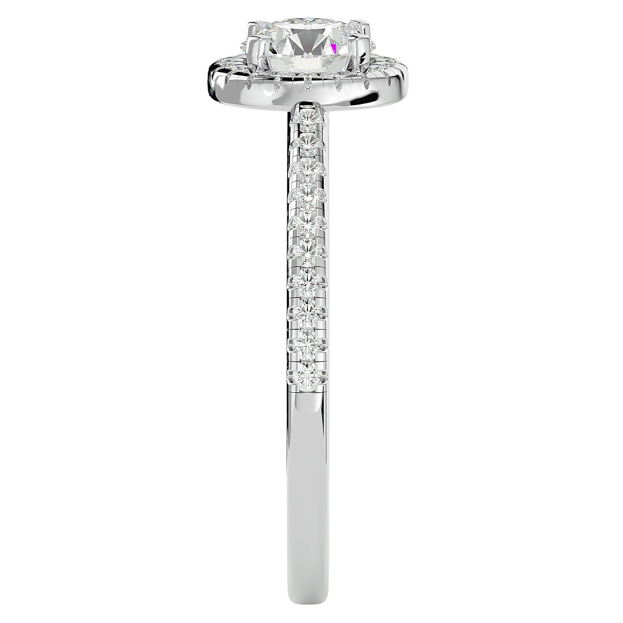 Inel de Logodnă cu Diamante Create în Laborator Brilliant Rotund Halo Pavé de 1.12 ct din Platina - Castelo.ro