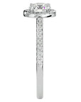 Inel de Logodnă din Aur 14k cu Diamante Create în Laborator Brilliant Rotund Halo Pavé de 1.12 ct din 14k Aur Alb - Castelo.ro