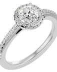 Inel de Logodnă cu Diamante Create în Laborator Brilliant Rotund Halo Pavé de 1.12 ct din Platina - Castelo.ro