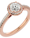 Inel de Logodnă din Aur 14k cu Diamante Naturale Brilliant Rotund Halo Pavé de 1.12 ct din 14k Aur Roz - Castelo.ro