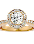 Inel de Logodnă cu Diamante Naturale Brilliant Rotund Halo Pavé de 1.59 ct din 18k Aur Galben - Castelo.ro