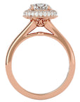 Inel de Logodnă din Aur 14k cu Diamante Naturale Brilliant Rotund Halo Pavé de 1.59 ct din 14k Aur Roz - Castelo.ro