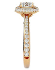 Inel de Logodnă cu Diamante Create în Laborator Brilliant Rotund Halo Pavé de 1.59 ct din 18k Aur Galben - Castelo.ro