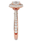 Inel de Logodnă cu Diamante Create în Laborator Brilliant Rotund Halo Pavé de 1.59 ct din 18k Aur Roz - Castelo.ro