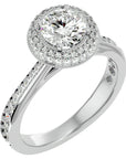 Inel de Logodnă din Aur 14k cu Diamante Naturale Brilliant Rotund Halo Pavé de 1.59 ct din 14k Aur Alb - Castelo.ro
