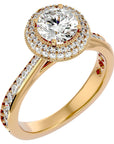 Inel de Logodnă cu Diamante Naturale Brilliant Rotund Halo Pavé de 1.59 ct din 18k Aur Galben - Castelo.ro