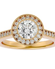 Inel de Logodnă din Aur 14k cu Diamante Naturale Brilliant Halo Pavé de 1.56 ct din 14k Aur Galben - Castelo.ro