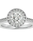 Inel de Logodnă cu Moissanite Brilliant Halo Pavé de 1.56 ct din Platina - Castelo.ro