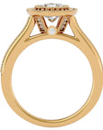 Inel de Logodnă din Aur 14k cu Moissanite Brilliant Halo Pavé de 1.56 ct din 14k Aur Galben - Castelo.ro