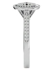 Inel de Logodnă din Aur 14k cu Diamante Naturale Brilliant Halo Pavé de 1.56 ct din 14k Aur Alb - Castelo.ro
